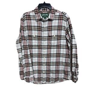 American Eagle Men's Sz L Tall Flannel Shirt Button Up Long Sleeve Pink Plaid
